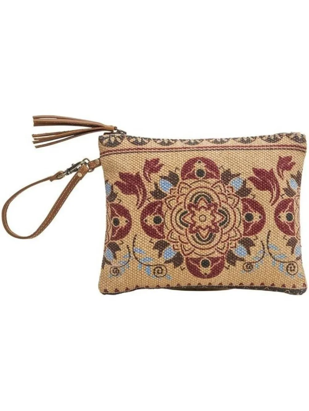 Compact Western Travel Makeup Bag - Canvas & Leather Organizer, Cute Toiletry